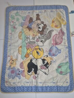Vintage Cartoon Animal Baby Blanket Comforter Warner Brothers 90s Y2K